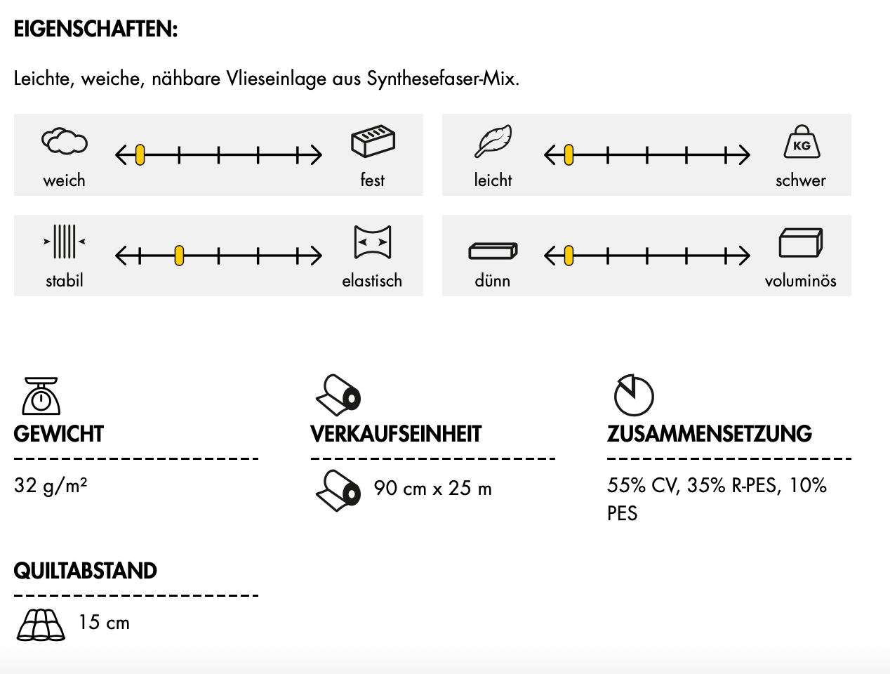 Näheinlage Vlieseline ® L11 weiß