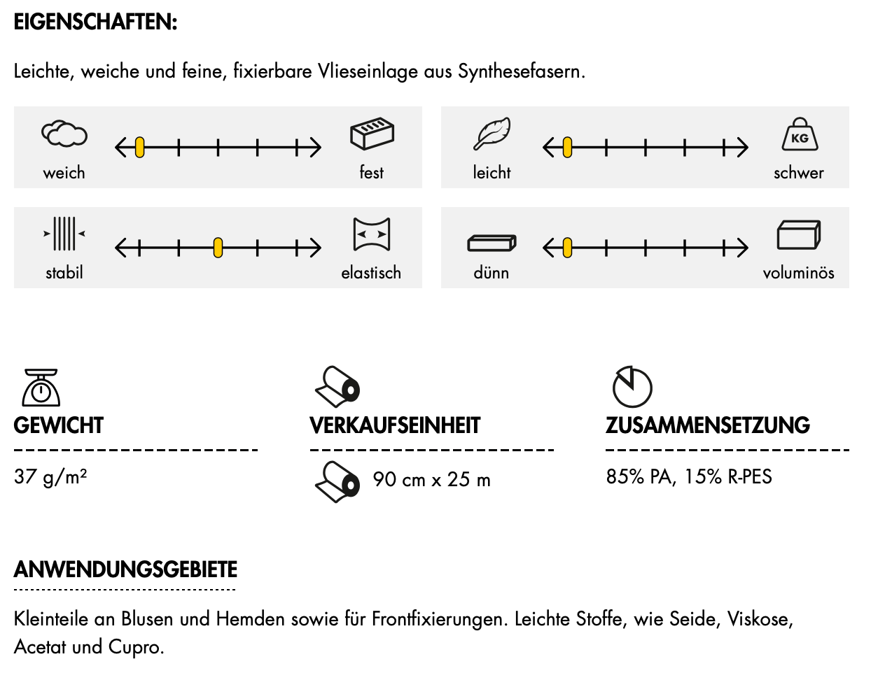 Bügeleinlage Vlieseline ® H180 schwarz