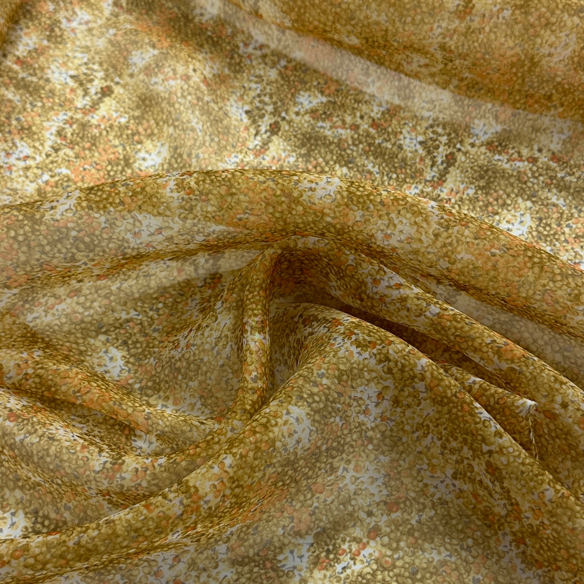 No. 2122 Seidenchiffon Blumendruck goldgelb
