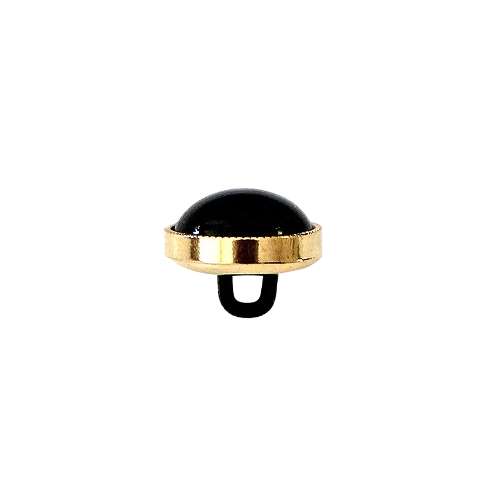 Polyesterknopf Öse, metallisiert, 11mm, gold, schwarz