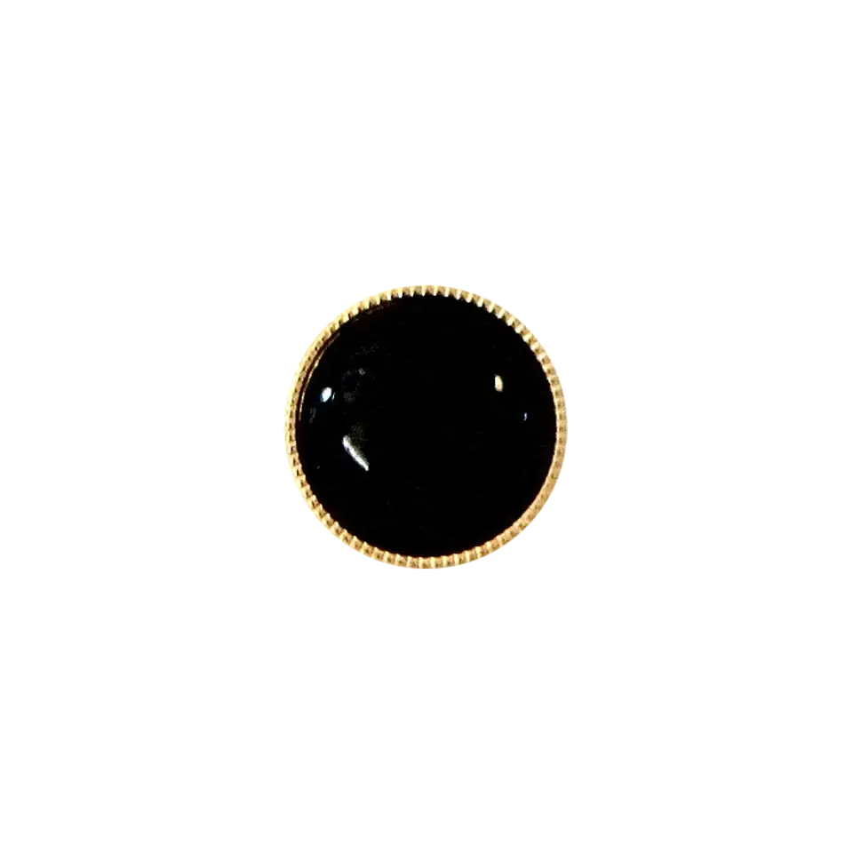Polyesterknopf Öse, metallisiert, 11mm, gold, schwarz