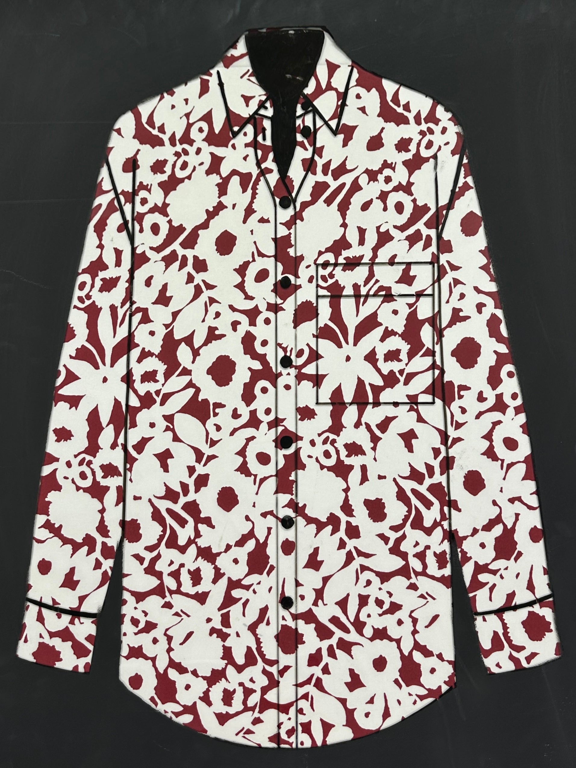 No. 2029 Seidencrepe rot weiß
