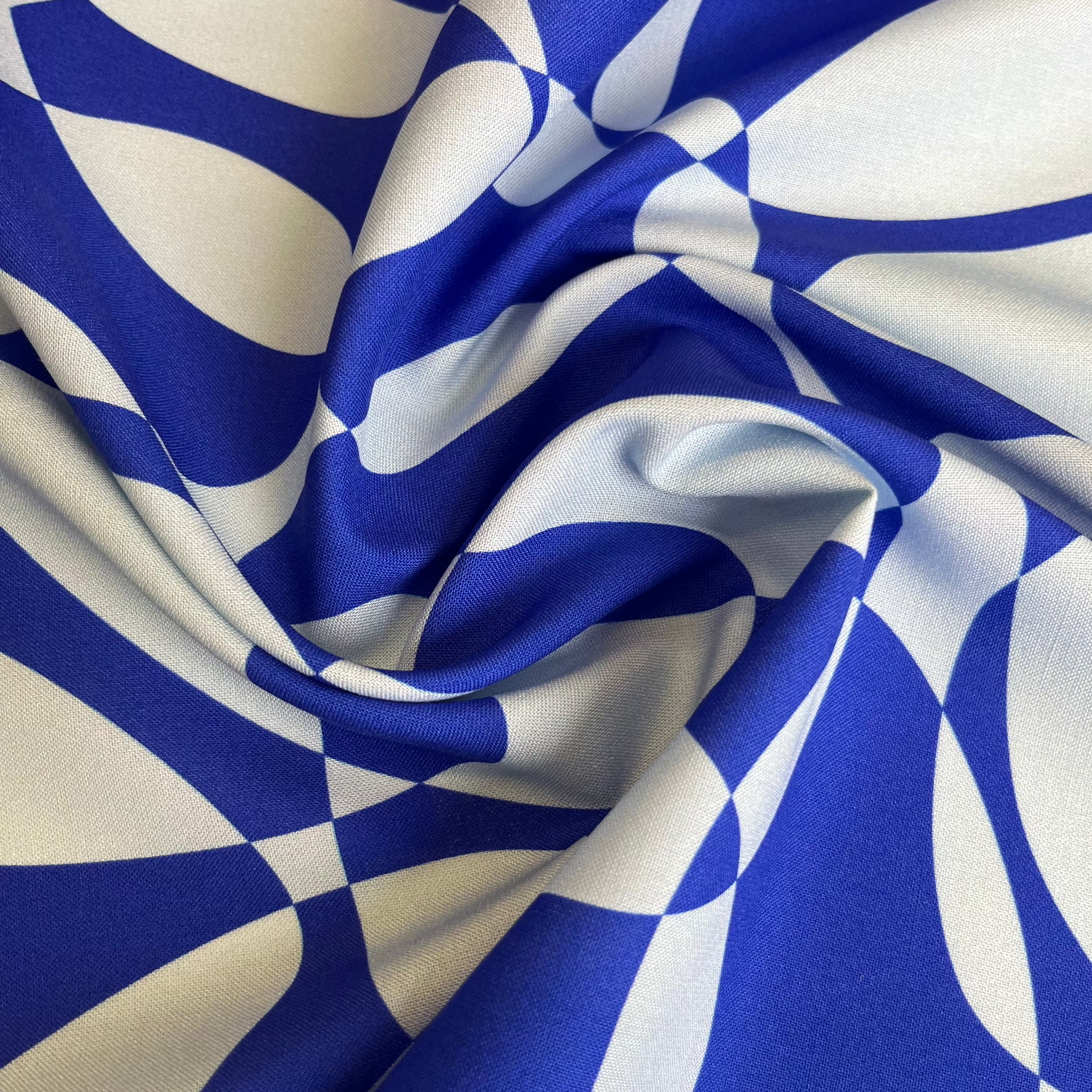 Non. 1464 Viscose Imprimé Abstrait Bleu