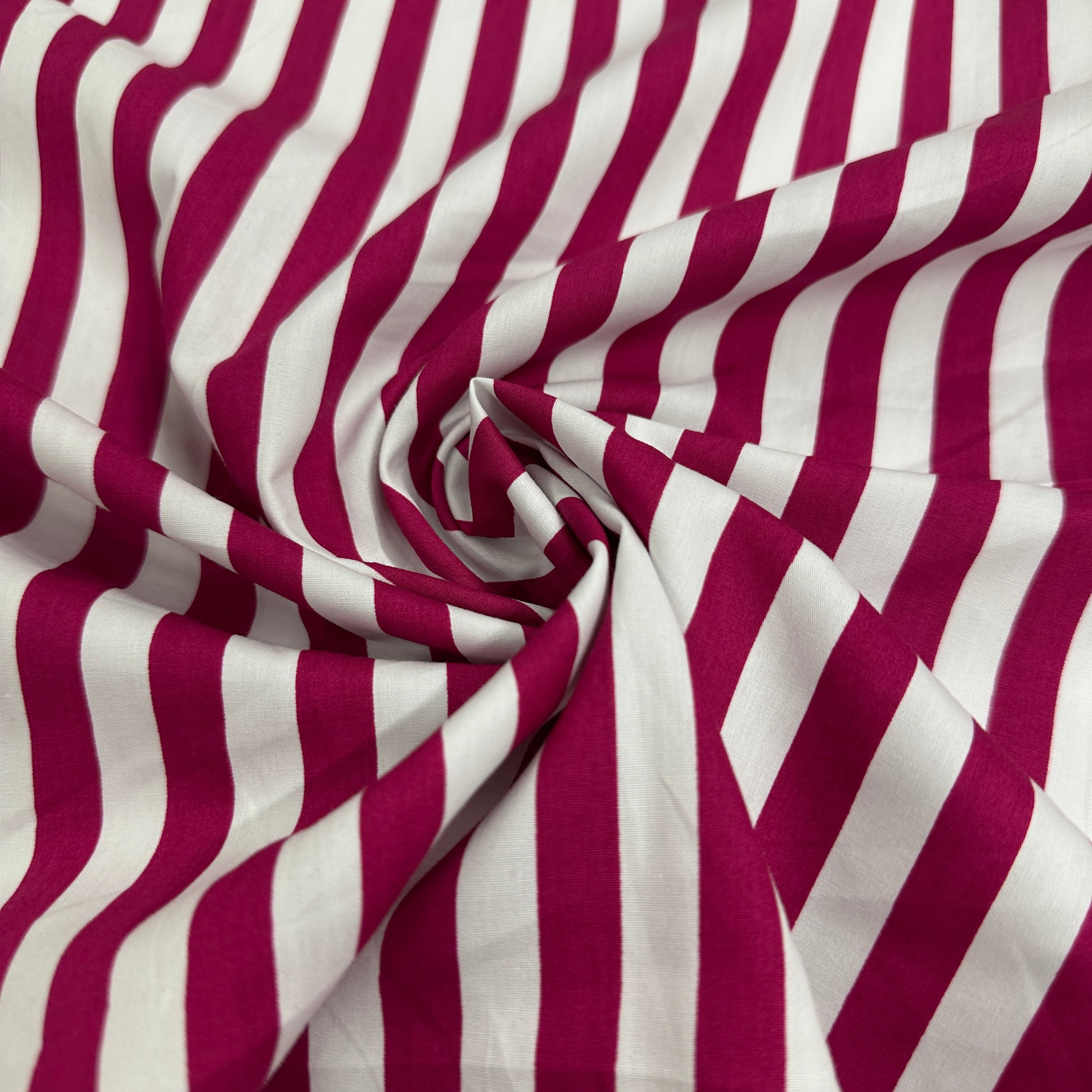 No. 1675 Baumwoll-Poplin magenta Streifen