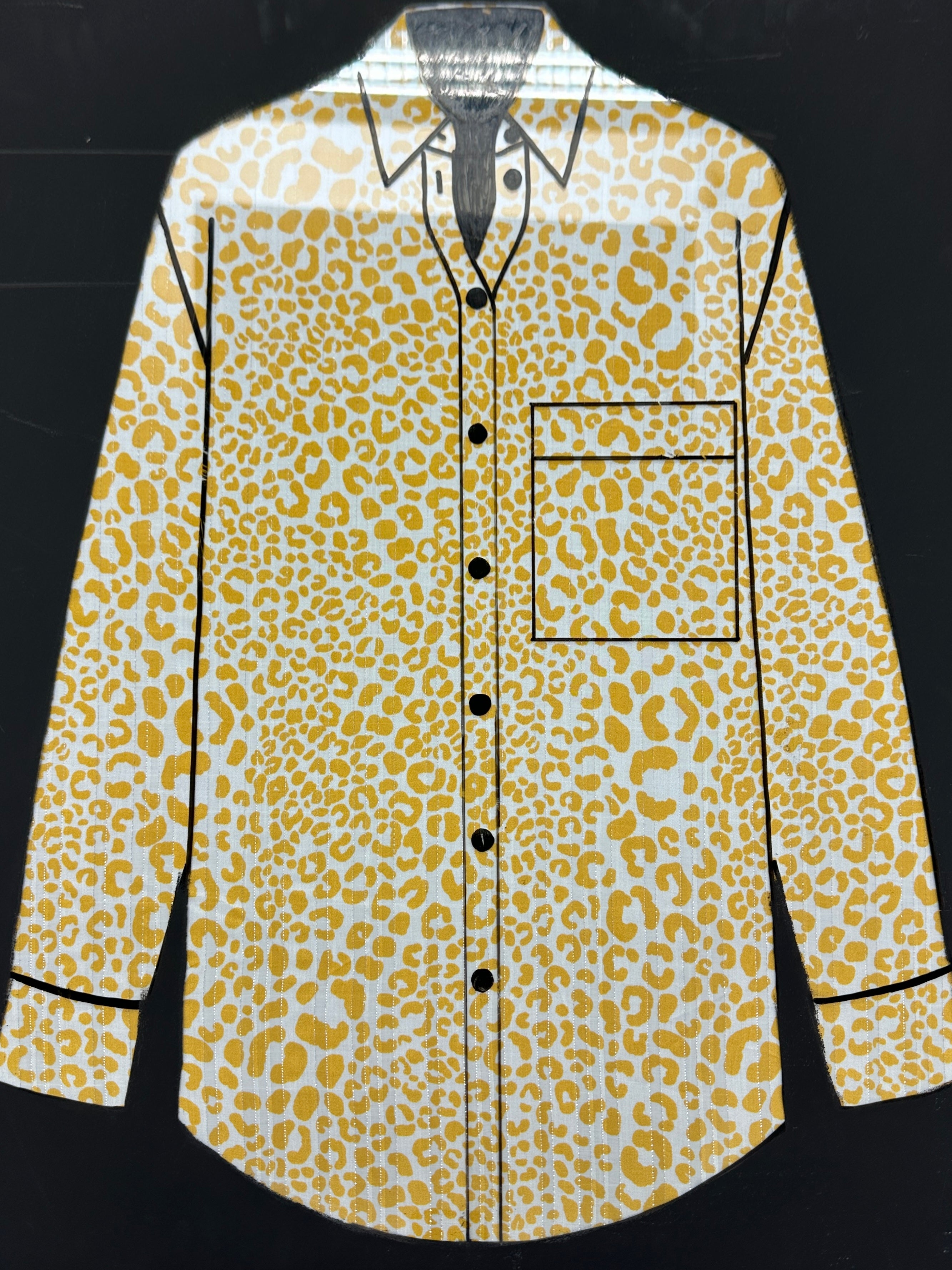 No. 1653 bedruckte Viskose Lurex Leo gelb