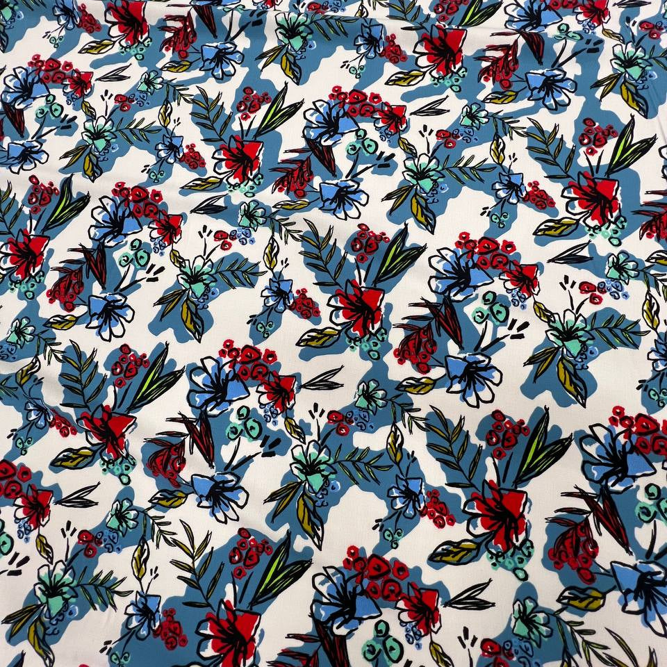 No. 1751 Viskose Print weiß blau M*rni