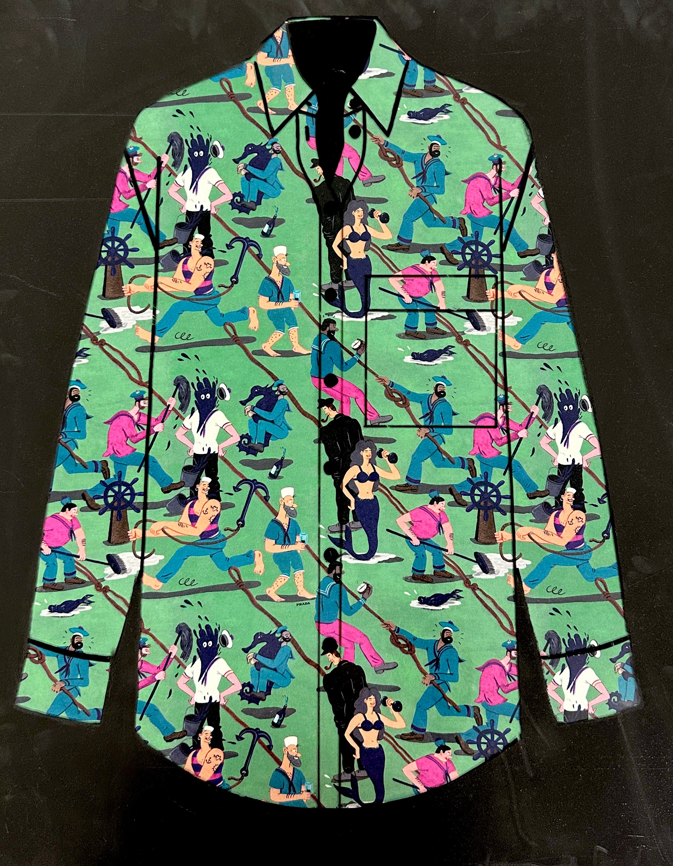 2K0T5 - Seidencrepe Seemänner Prada