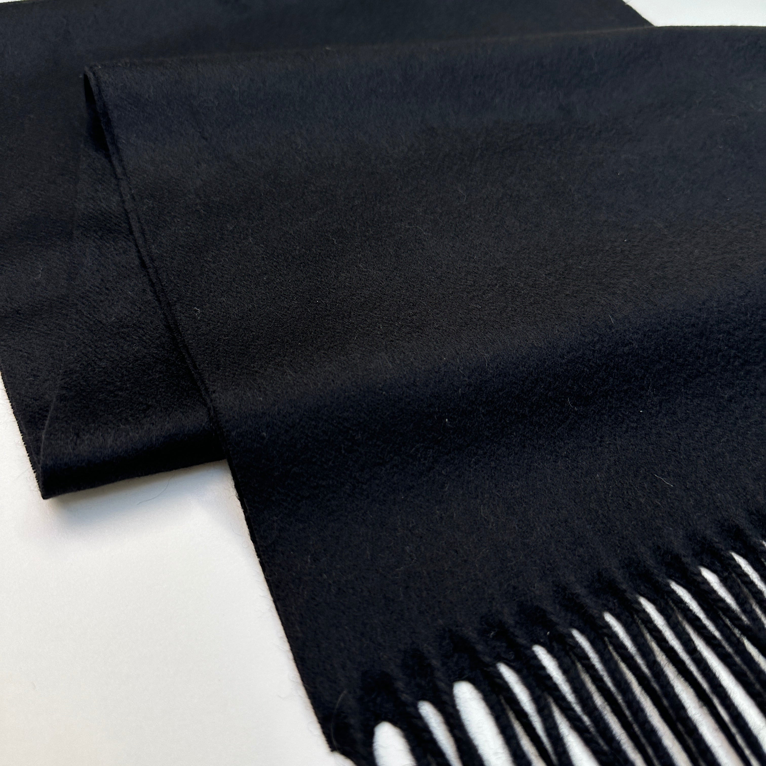 Schal 100% Kaschmir schwarz kurz
