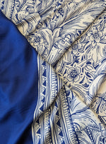 No. 945 bedruckte Viskose azurblau mit Bordüre