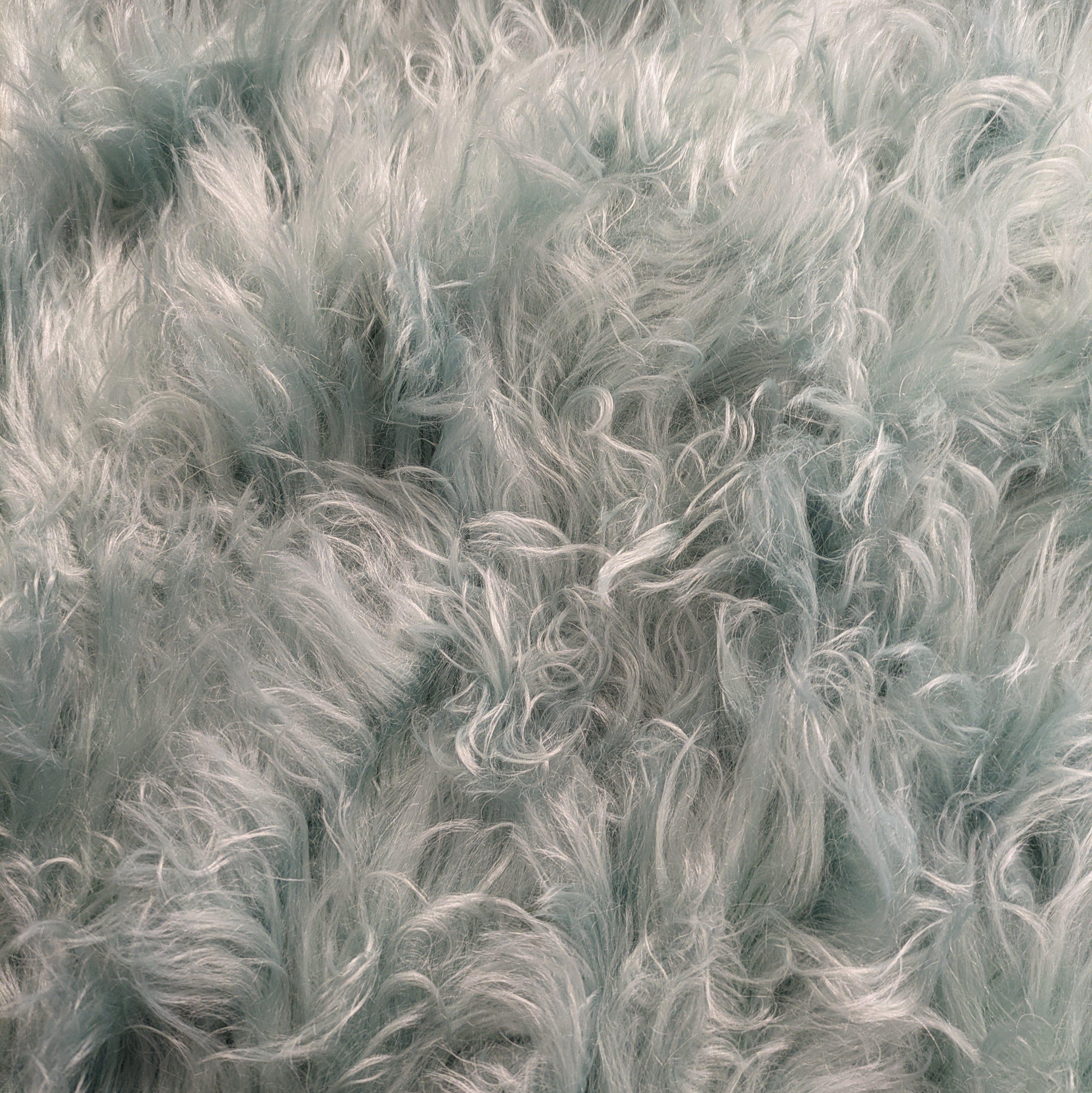 Mint green faux fur