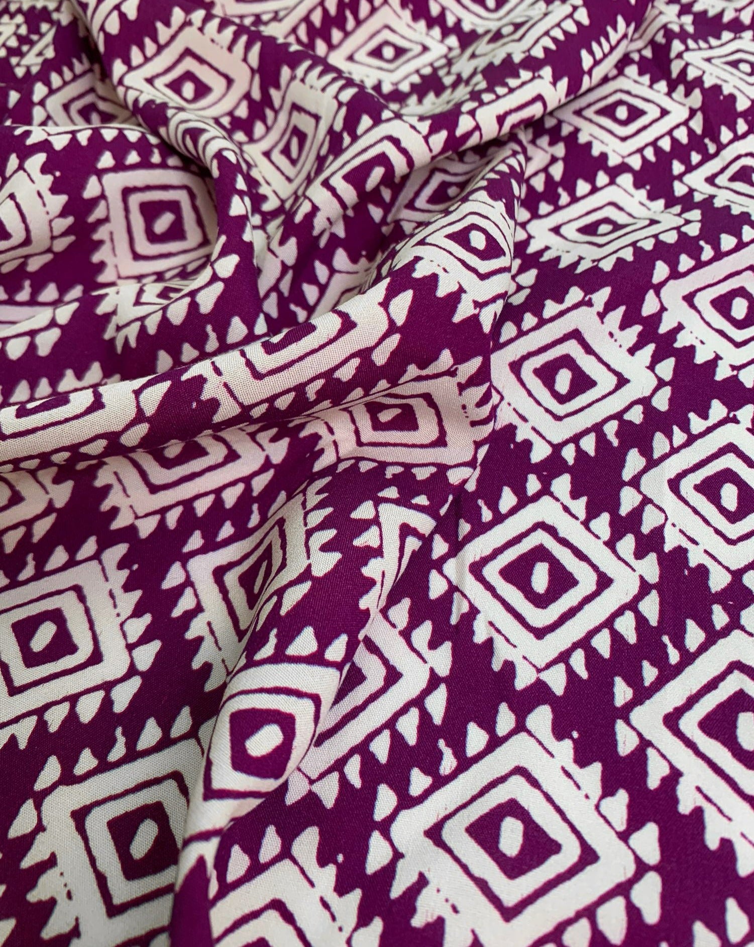 No. 898 viscose with abstract print purple