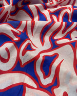 No. 846 cotton with abstract pattern blue red