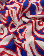 No. 846 cotton with abstract pattern blue red