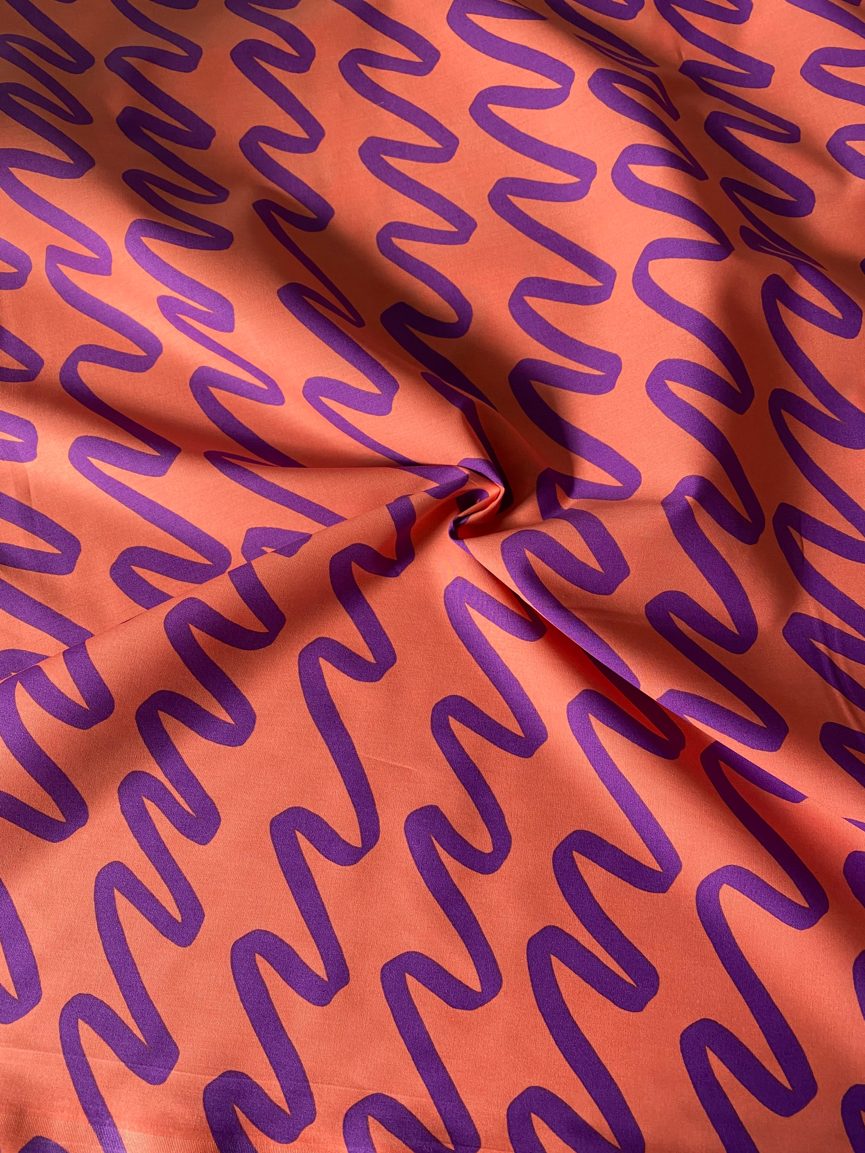 No. 1206 Cotton Poplin Swirls coral purple