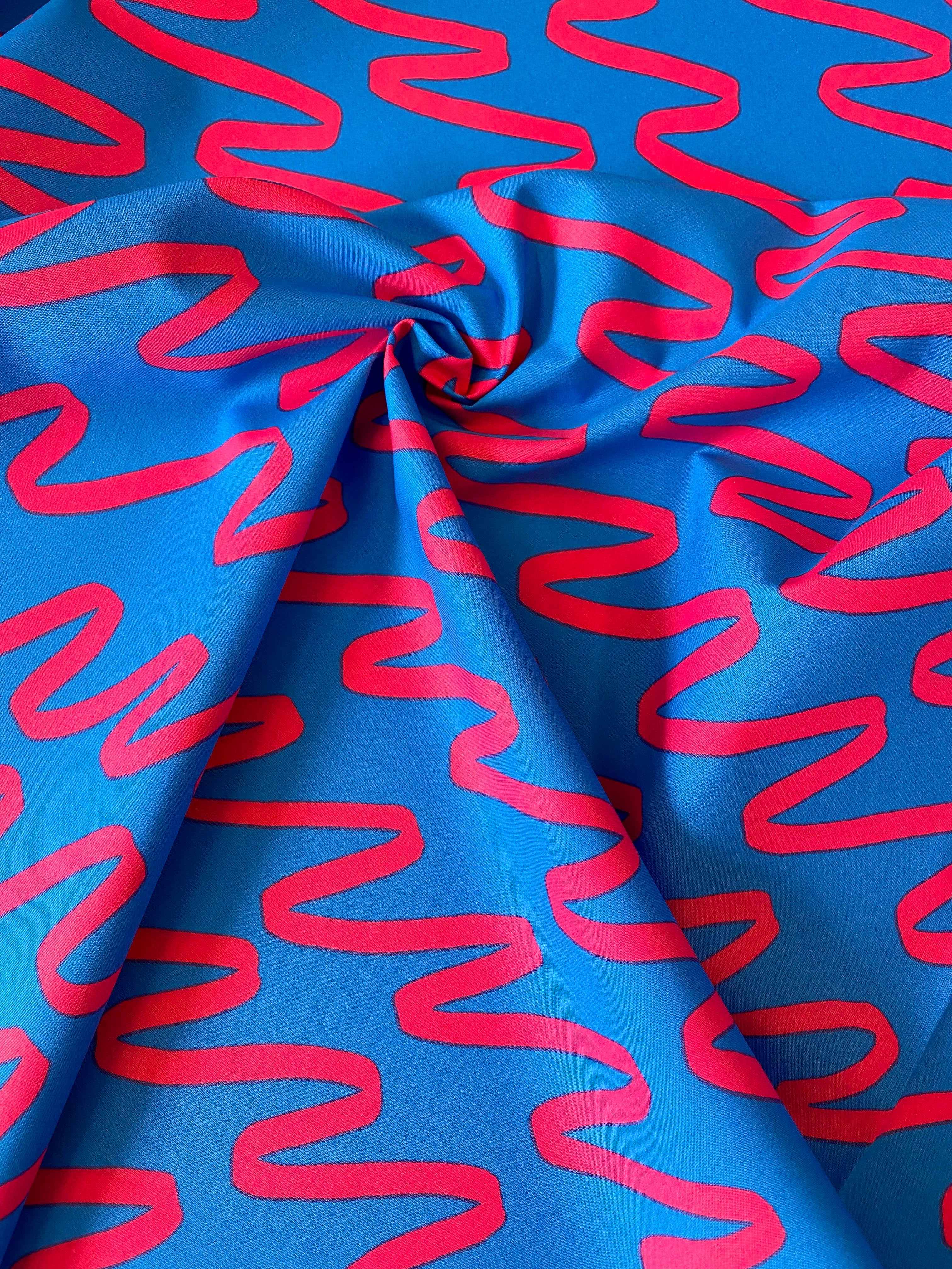 No. 1203 Cotton Poplin Swirls blue pink
