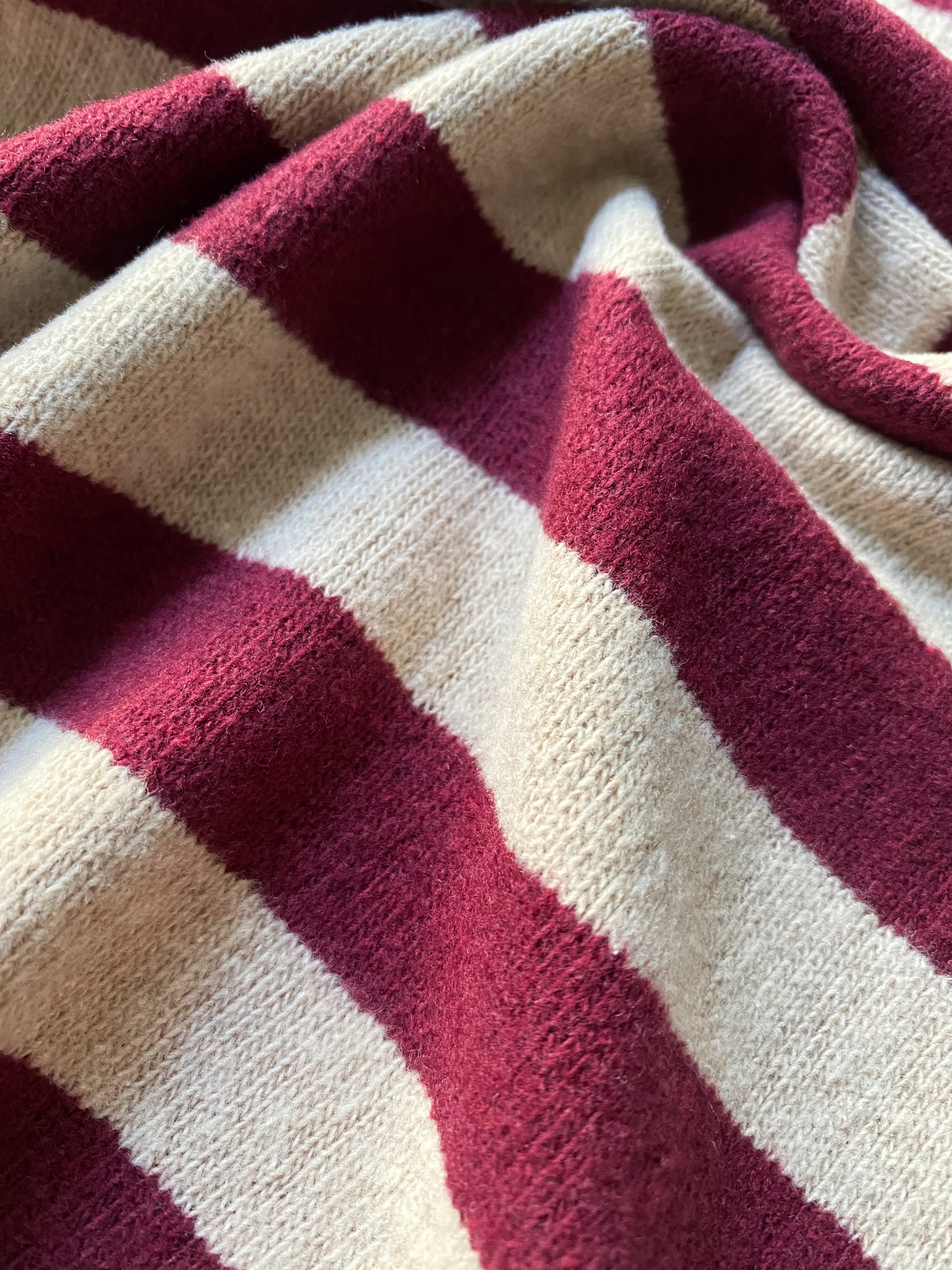 No. 1035 Soft knit beige wine red stripes