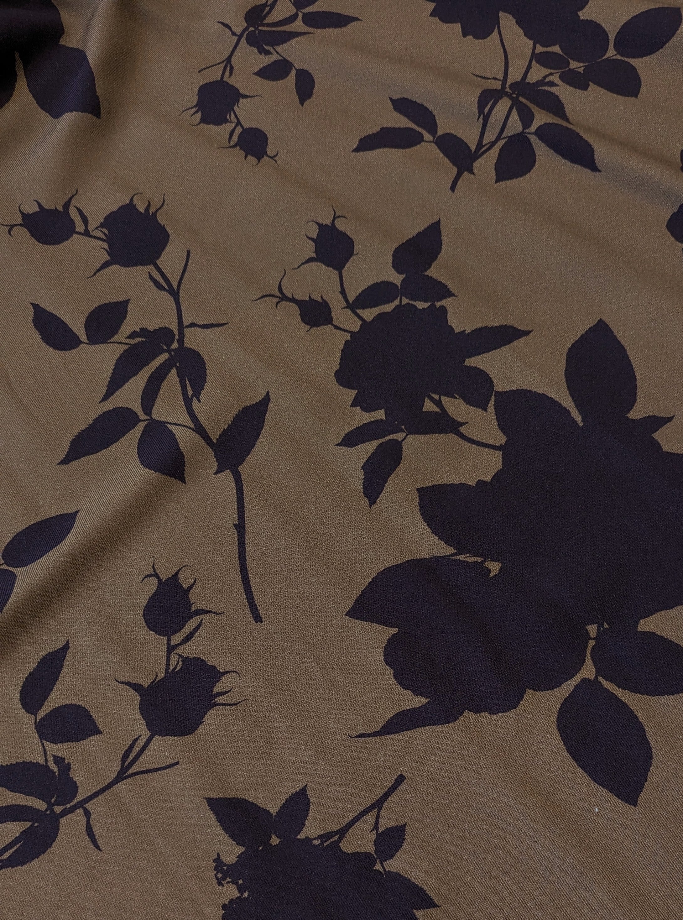 No. 946 printed viscose brown with flowers