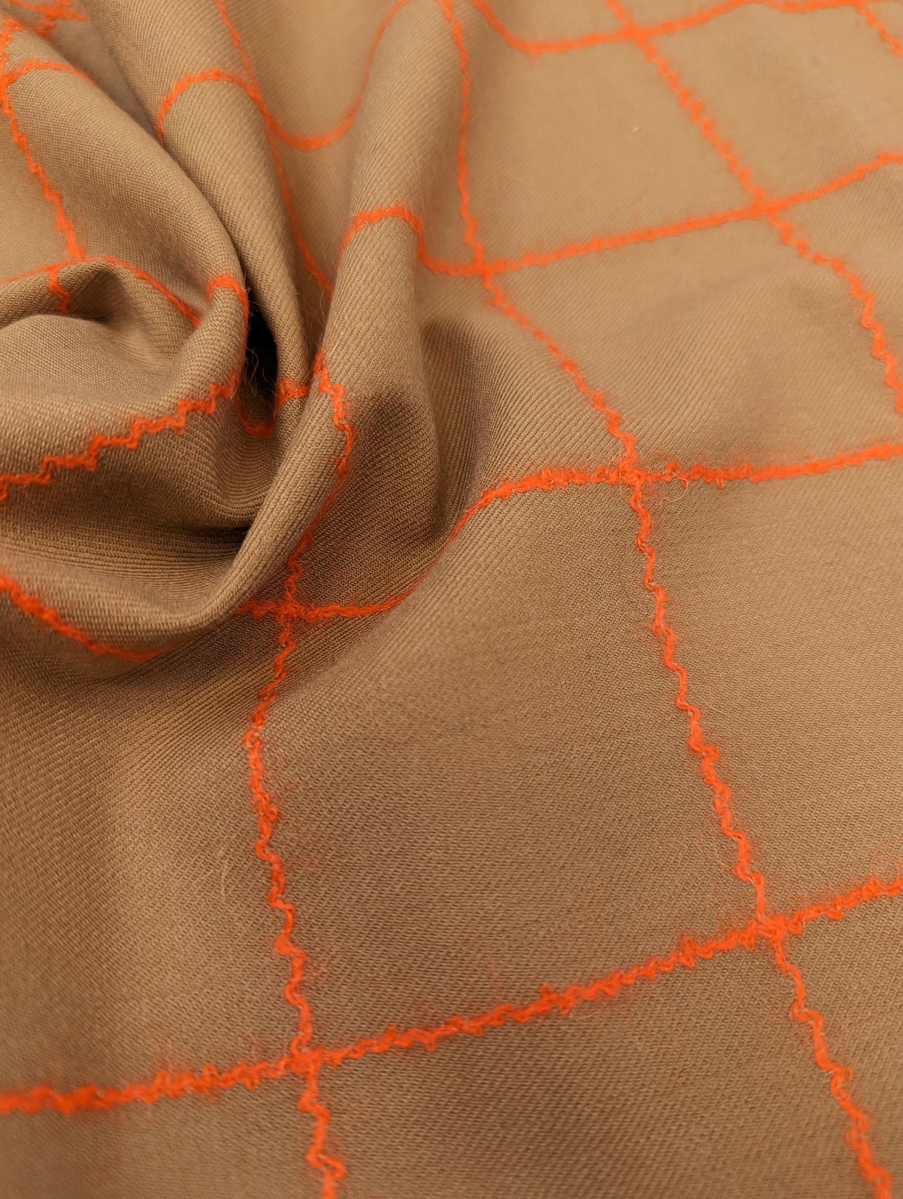 No. 995 dünner Wollstoff mit Karo orange