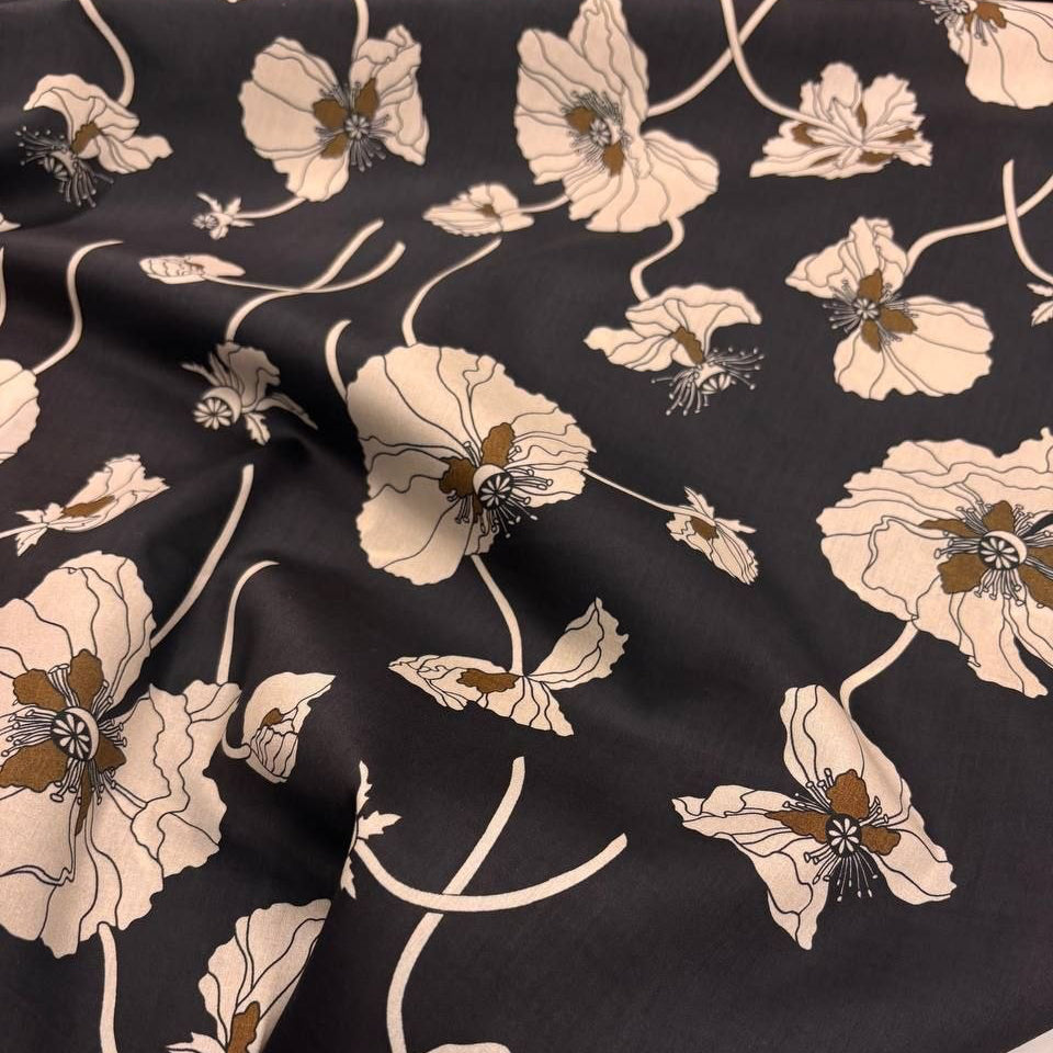 No. 2112 Satin Schwarz Mohnblumen