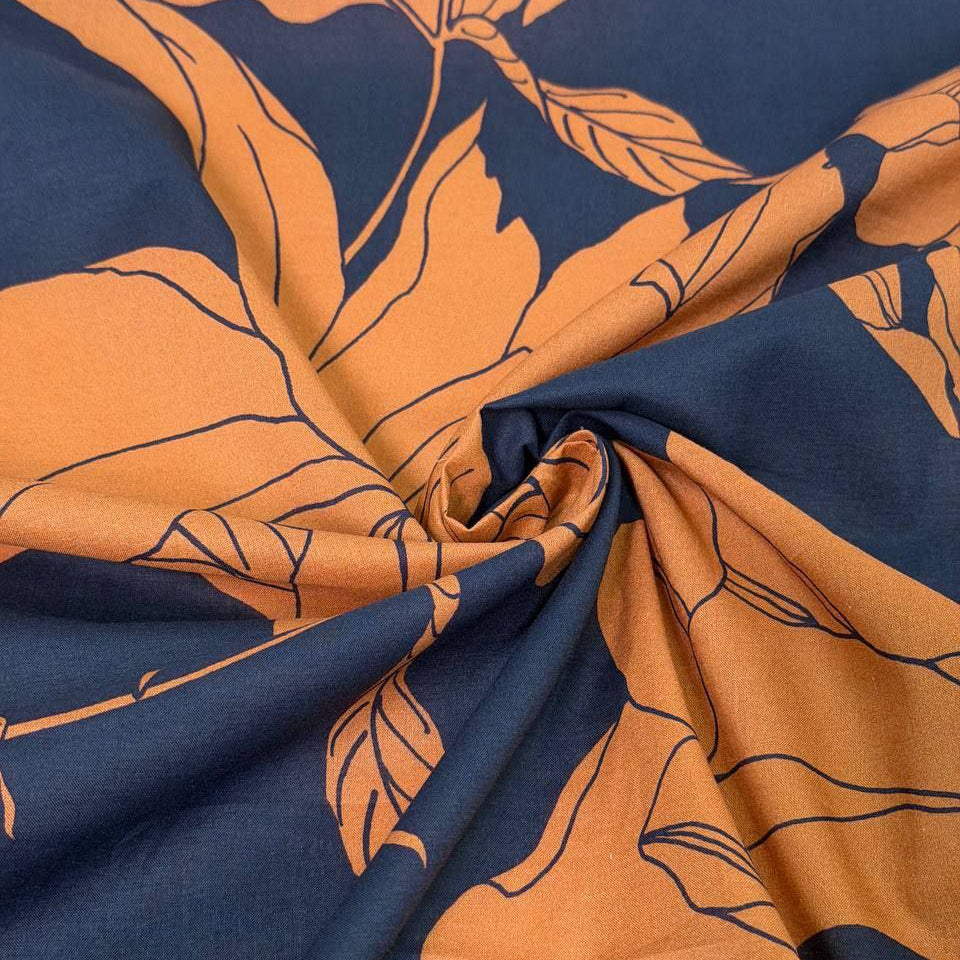 No. 2110 Poplin Navy Blätter MM