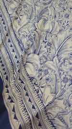 No. 945 bedruckte Viskose azurblau mit Bordüre