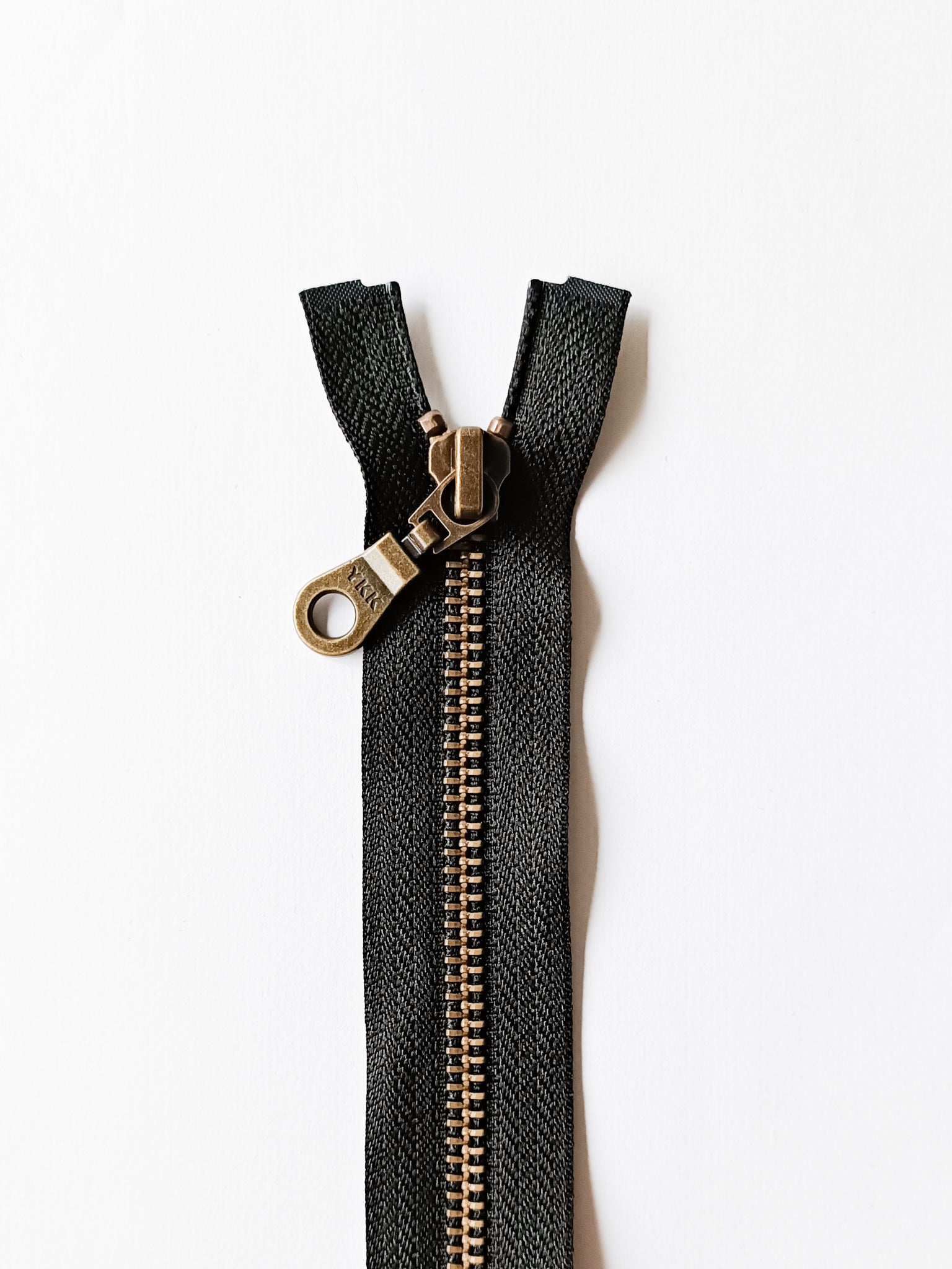 YKK zipper metal antique gold