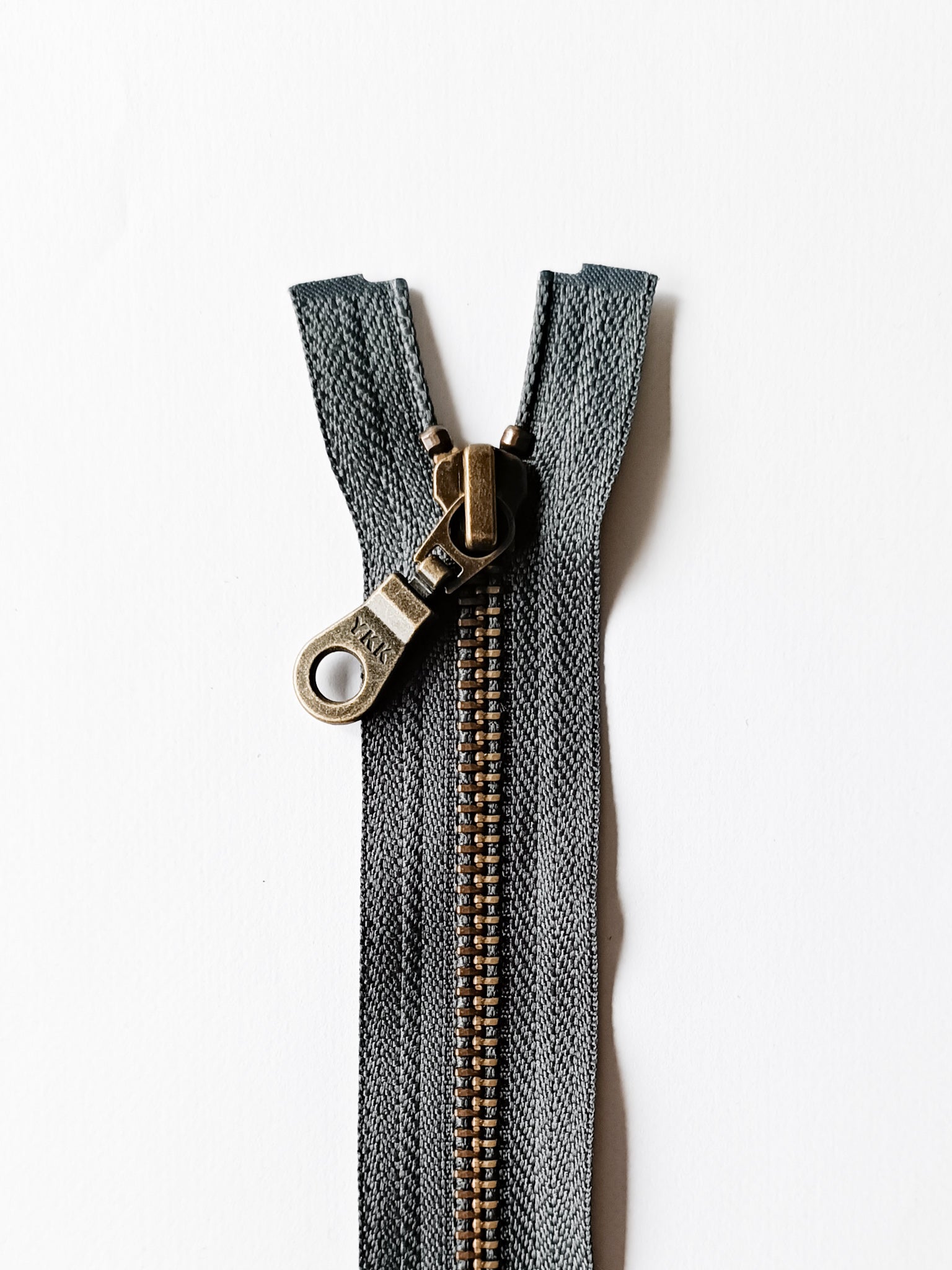 YKK zipper metal antique gold