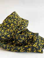 Viskose Stoff mit Blumenmuster schwarz gelb