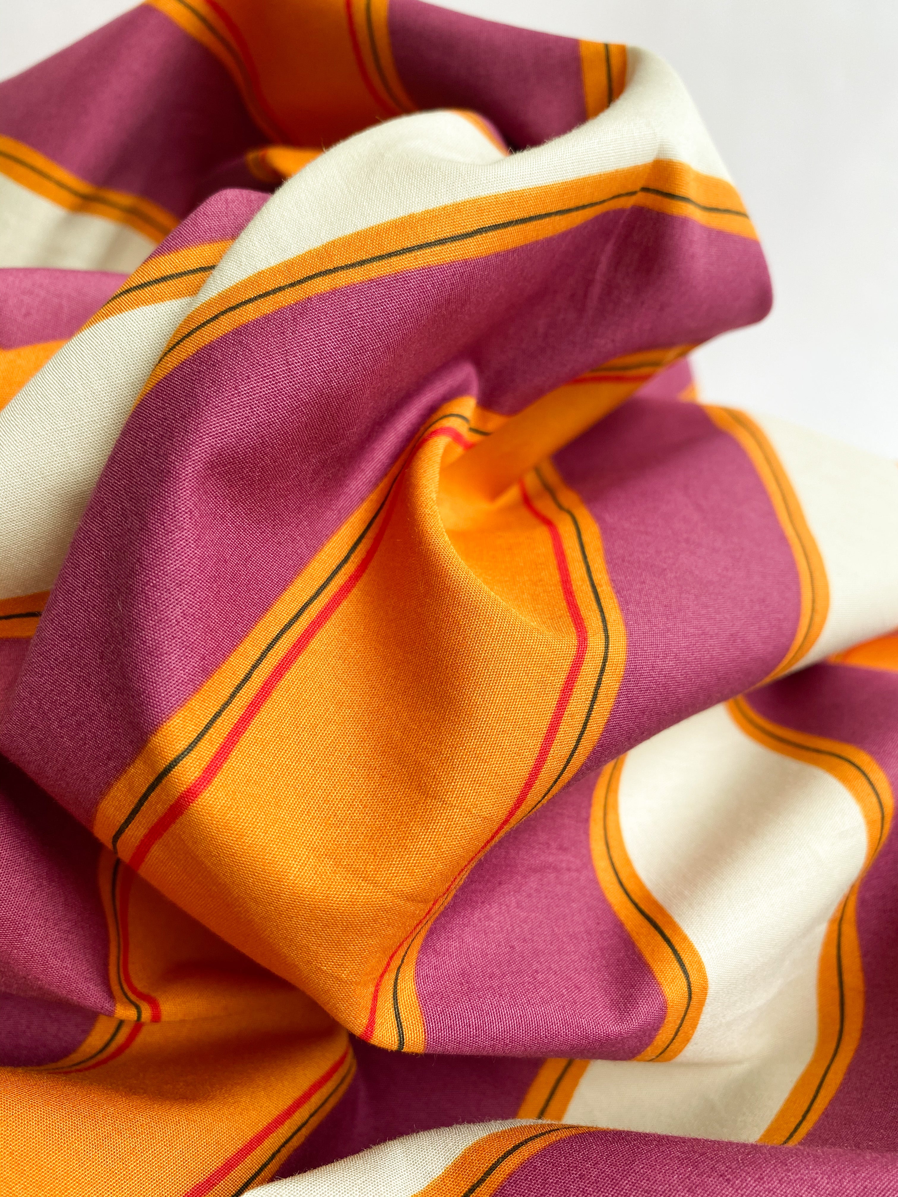 Baumwoll Stoff mit Streifen in lila und orange