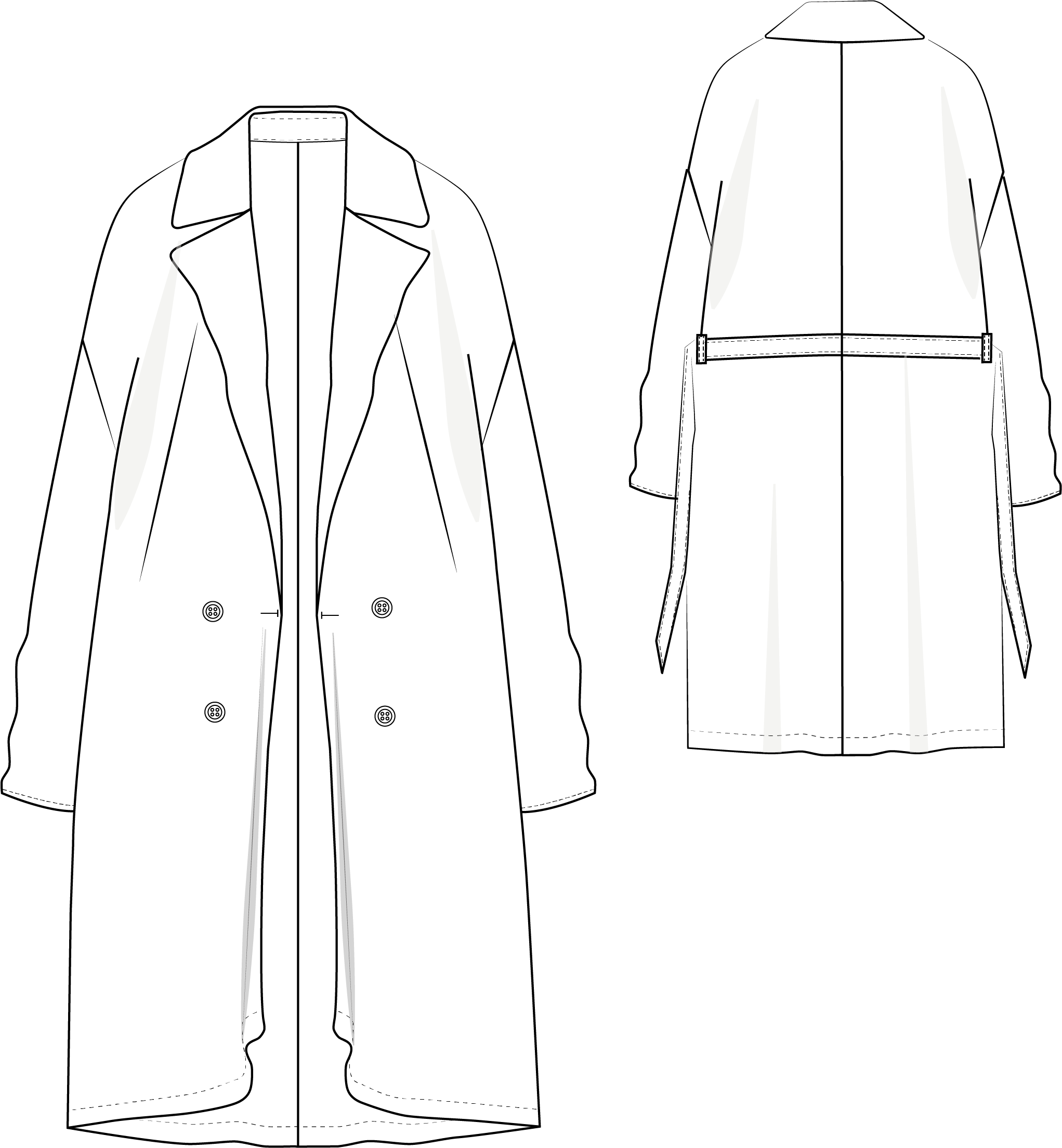 ausgedrucktes Papierschnittmuster Trenchcoat Kara